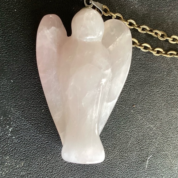 Tyffenwykket Jewelry - Rose Quartz Protective Angel on antiqued Bronze Chain